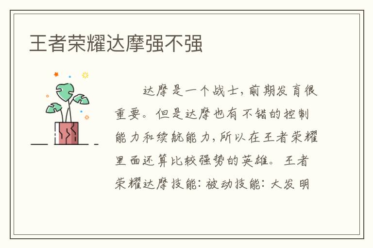 王者荣耀达摩强不强