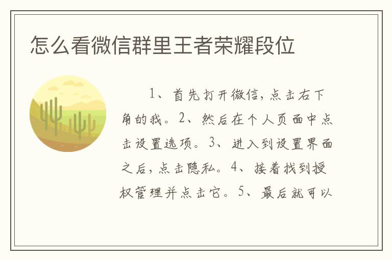 怎么看微信群里王者荣耀段位